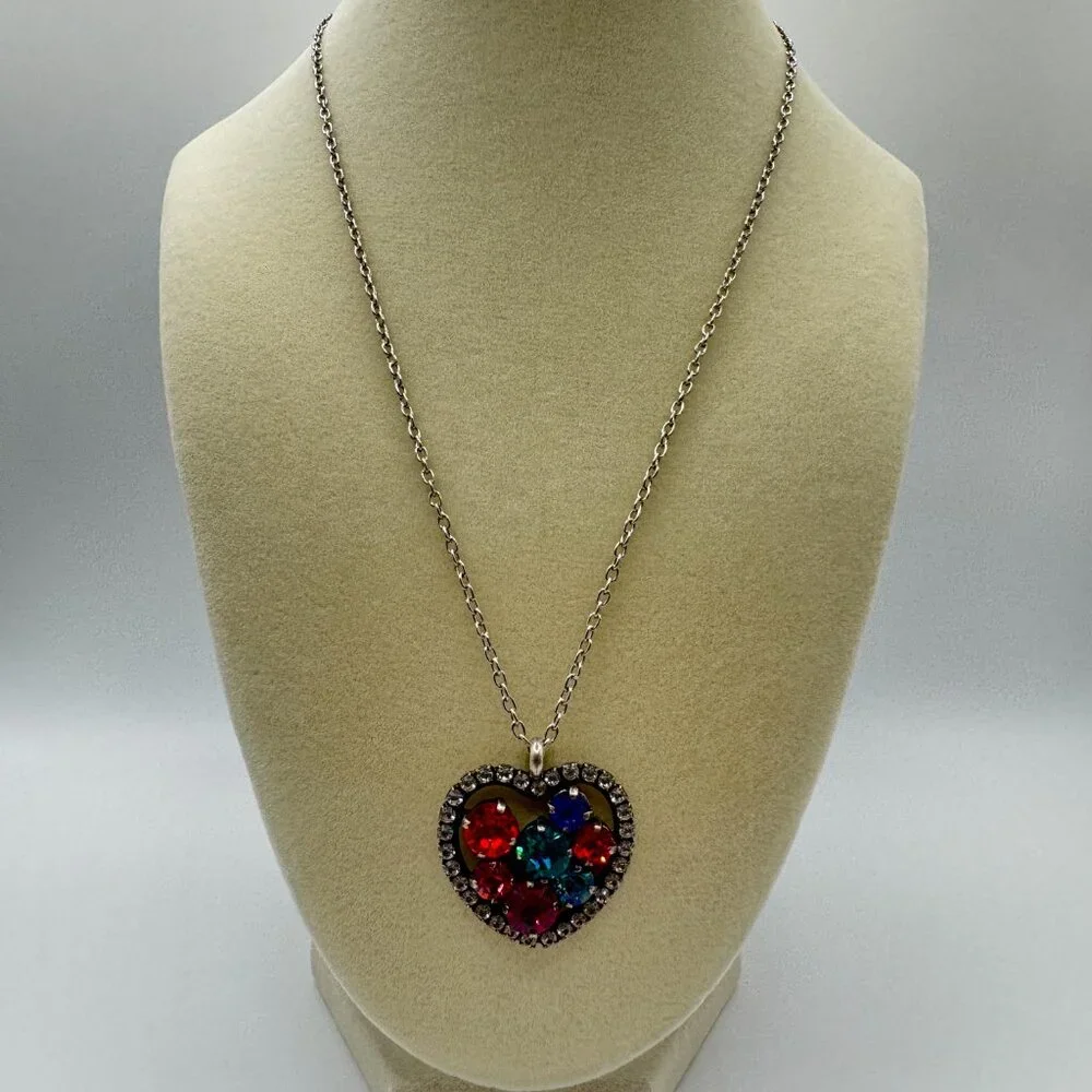 Rainbow Swarovski Crystal Heart Necklace – Multicolor Sparkle, Handcrafted gift - Picture 5 of 5
